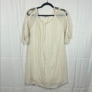 Cream Sheer Lace Trimmed Boho Dress